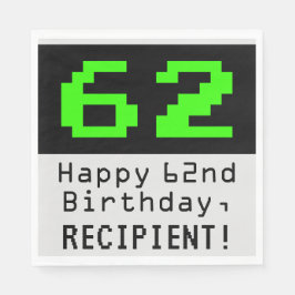 62e verjaardag - nerdy / geeky stijl "62" & naam servet