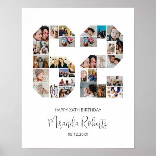 62e verjaardag nummer 62 aangepaste fotocollage poster (Voorkant)