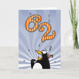 62e verjaardag - Penguin Surprise Card Kaart