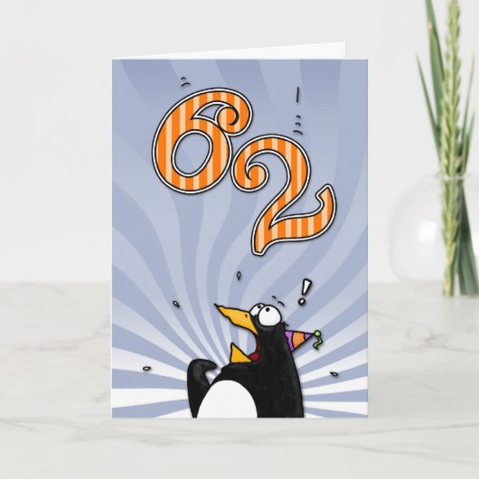 62e verjaardag - Penguin Surprise Kaart (Voorkant)