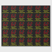 62e verjaardag: Red Digital Clock Style "62" + naa Cadeaupapier (Vlak)