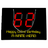 62e verjaardag: Red Digital Clock Style "62" + naa Groot Cadeauzakje (Voorkant)
