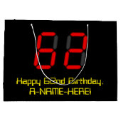 62e verjaardag: Red Digital Clock Style "62" + naa Groot Cadeauzakje (Achterkant)