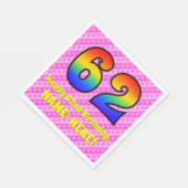 62e verjaardag: roze strepen & harten, regenboog # servet (Hoek)