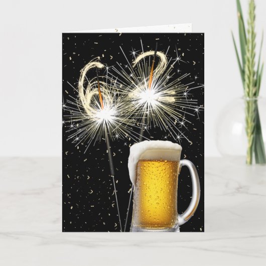 62e Verjaardag Sparklers met Beer Mok Kaart (Voorkant)