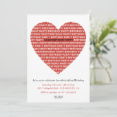 62e verjaardag uitnodiging Meisje xoxo lieverd (Staand voorkant)