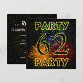 62e verjaardag uitnodiging met vuurwerk (Voorkant / Achterkant)
