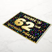 62e verjaardag van de Fun, kleurrijk sterrenpatroo Folie Uitnodiging (Gedraaid)