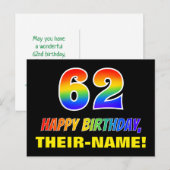 62e verjaardag: Vet, Vun, Eenvoudig, Regenboog 62 Briefkaart (Voorkant / Achterkant)