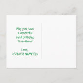 62e verjaardag: Vet, Vun, Eenvoudig, Regenboog 62 Briefkaart (Achterkant)