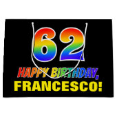 62e verjaardag: Vet, Vun, Eenvoudig, Regenboog 62 Groot Cadeauzakje (Voorkant)