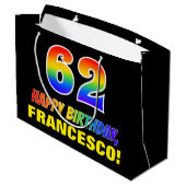 62e verjaardag: Vet, Vun, Eenvoudig, Regenboog 62 Groot Cadeauzakje (Achterkant Gekanteld)