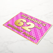 62e verjaardag - vuurroze harten en strips folie uitnodiging (Gedraaid)