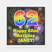 62e verjaardag: Vuurwerk Fun Pattern + Regenboog 6 Servet (Voorkant)