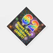 62e verjaardag: Vuurwerk Fun Pattern + Regenboog 6 Servet (Hoek)