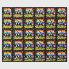 62e verjaardag: vuurwerk, regenboogblik # "62" cadeaupapier