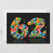 62e verjaardagsfeest, met bubbels en ballen kaart (Voorkant)