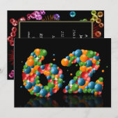 62e verjaardagsfeest, met bubbels en ballen kaart (Voorkant / Achterkant)