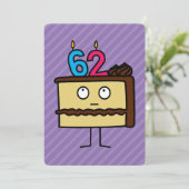 62e verjaardagstaart met kaarsen kaart (Staand voorkant)