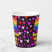 62nd Birthday: Loving Hearts Pattern, Rainbow 62 Papieren Bekers (Links)