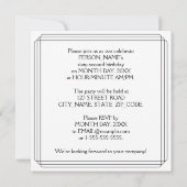 62nd Birthday Party: Art Deco Style w/ Custom Name Kaart (Achterkant)