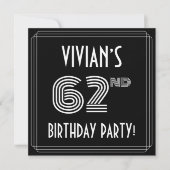62nd Birthday Party: Art Deco Style w/ Custom Name Kaart (Voorkant)