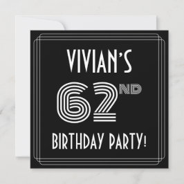 62nd Birthday Party: Art Deco Style w/ Custom Name Kaart