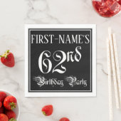 62nd Birthday Party — Fancy Script + Custom Name Servet (Insitu)