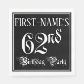 62nd Birthday Party — Fancy Script + Custom Name Servet (Voorkant)