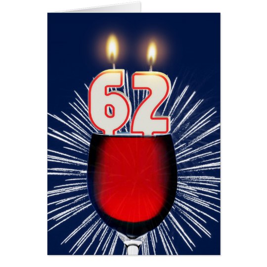 62ste Verjaardag met wijn en kaarsen Briefkaarten 0