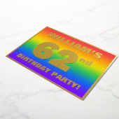 62ste verjaardagsfeest: leuk, kleurrijk regenboogp folie uitnodiging (Gedraaid)