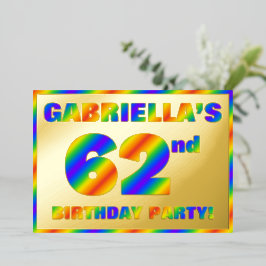 62ste verjaardagsfeest — Leuke, regenboog spectrum Folie Uitnodiging
