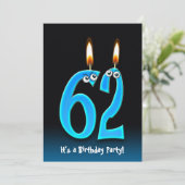 62ste verjaardagsfeestje kaart (Staand voorkant)