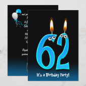 62ste verjaardagsfeestje kaart (Voorkant / Achterkant)