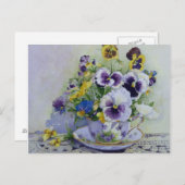6300 Pansies in het Briefkaart Teacup (Voorkant / Achterkant)