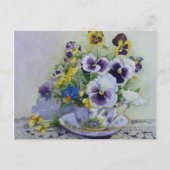 6300 Pansies in het Briefkaart Teacup (Voorkant)