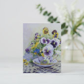 6300 Pansies in het Briefkaart Teacup (Staand voorkant)