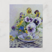 6300 Pansies in het Briefkaart Teacup (Voorkant)
