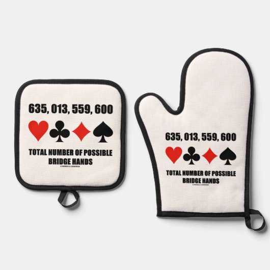 635.013.559.600 Totaal aantal mogelijke bruggen Ovenwant & Pannenlap Set (Voorkant)