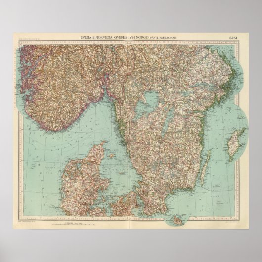 6364 Zweden, Zuid-Noorwegen Poster (Voorkant)
