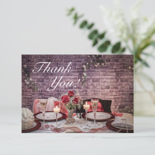 6371-Bruid en bruidegom Trouwtafel Bedankkaart (Staand voorkant)