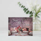 6371-Bruid en bruidegom Trouwtafel Briefkaart (Staand voorkant)