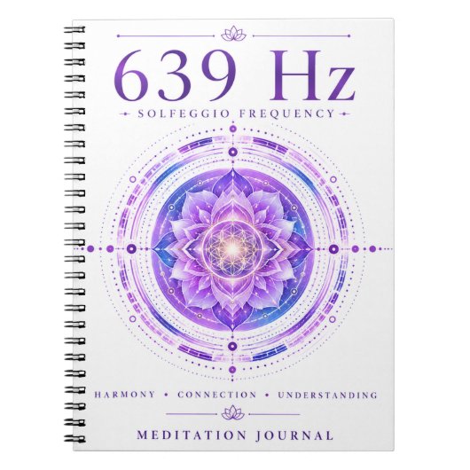 639 Hz Solfeggio Frequentie Notitieboek – Harmony (Voorkant)