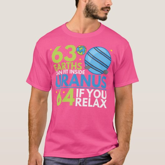 63 Aardes passen in Uranus Funny Astronomie T-shirt (Voorkant)