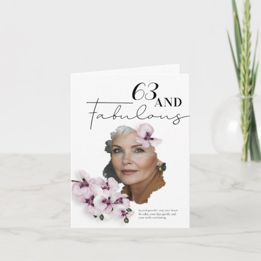 63 & Fabulous Orchid Photo Birthday Greeting Card Kaart (Voorkant)