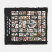 63 Foto Collage Raster - Aangepaste Tekst - Zwart Fleece Deken (Voorkant (Horizontaal))