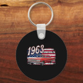 63 Impala Lowrider SS 4th of July Amerikaans Sleutelhanger (Voorkant)