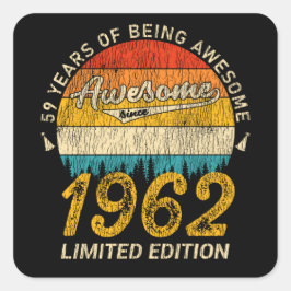 63 jaar oud 1962 Retro Geweldige 63e verjaardag ca Vierkante Sticker