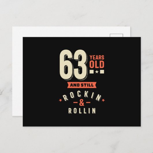 63 jaar oud en nog steeds aan het rocken & rollen briefkaart (Voorkant / Achterkant)