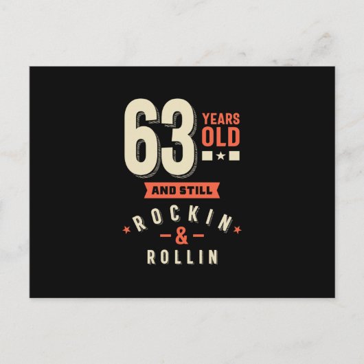 63 jaar oud en nog steeds aan het rocken & rollen briefkaart (Voorkant)